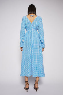 Gingham v Neck Dress Aqua AQUA - Scanlan Theodore US