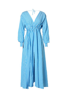 Gingham v Neck Dress Aqua AQUA - Scanlan Theodore US