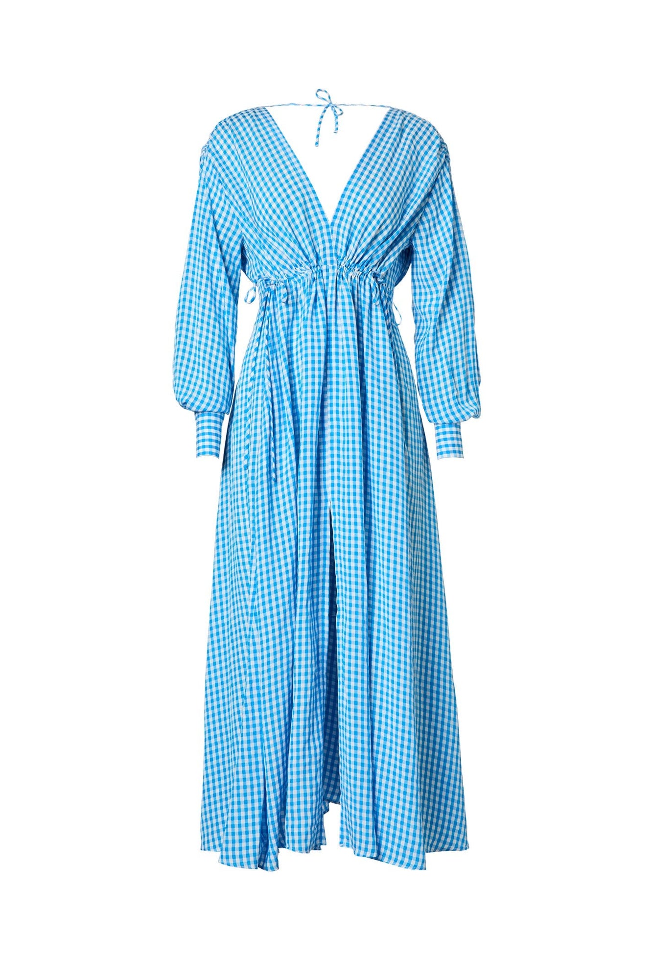 Gingham v Neck Dress Aqua AQUA - Scanlan Theodore US