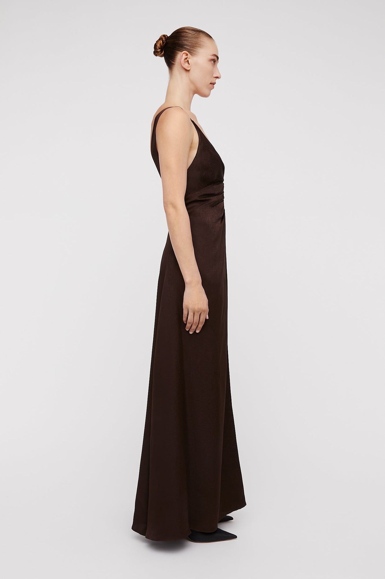 Silk Jacquard Gown | Chocolate