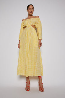 Gingham Cut Out Dress Lemon LEMON - Scanlan Theodore US