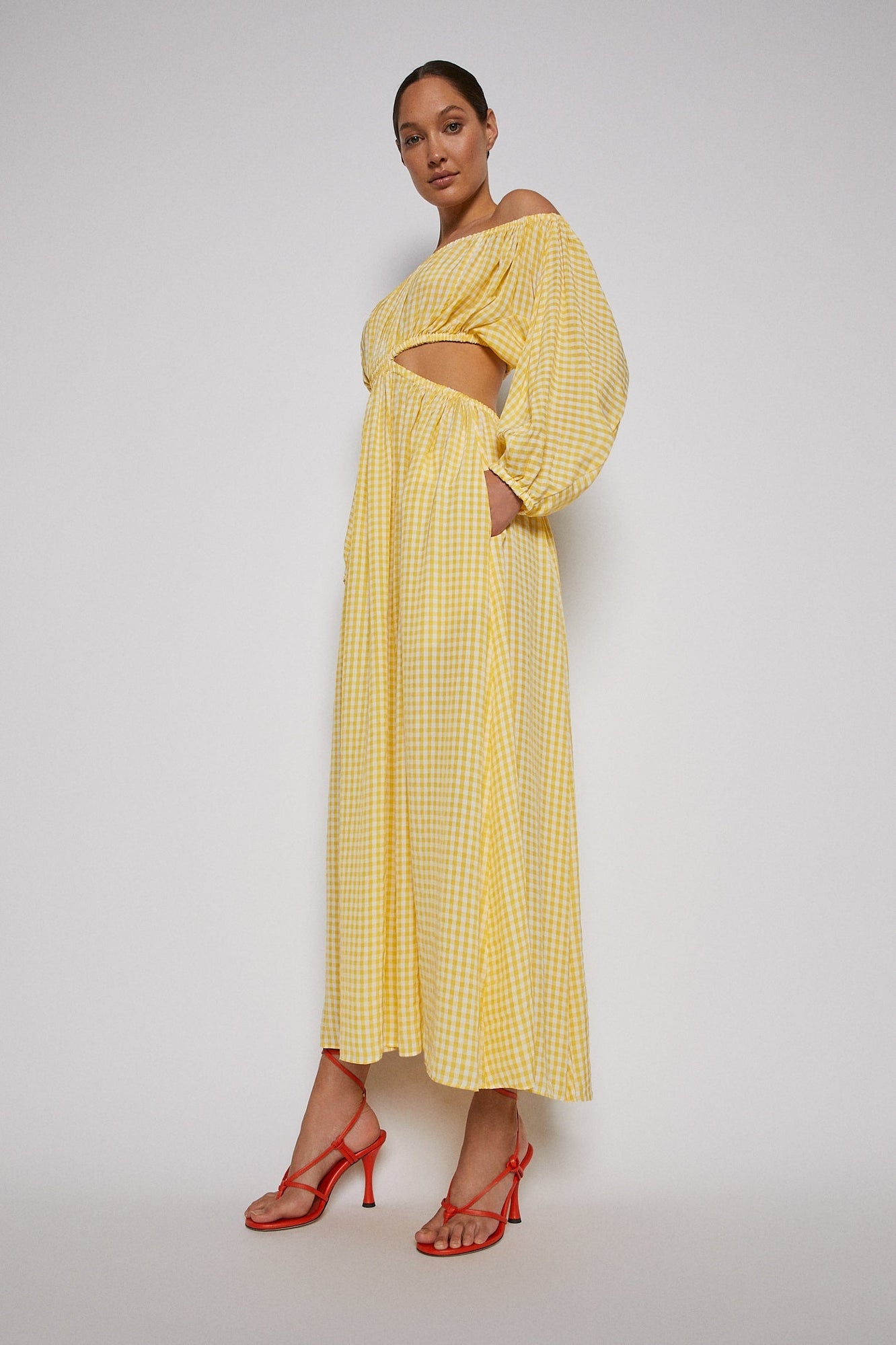 Gingham Cut Out Dress Lemon LEMON - Scanlan Theodore US