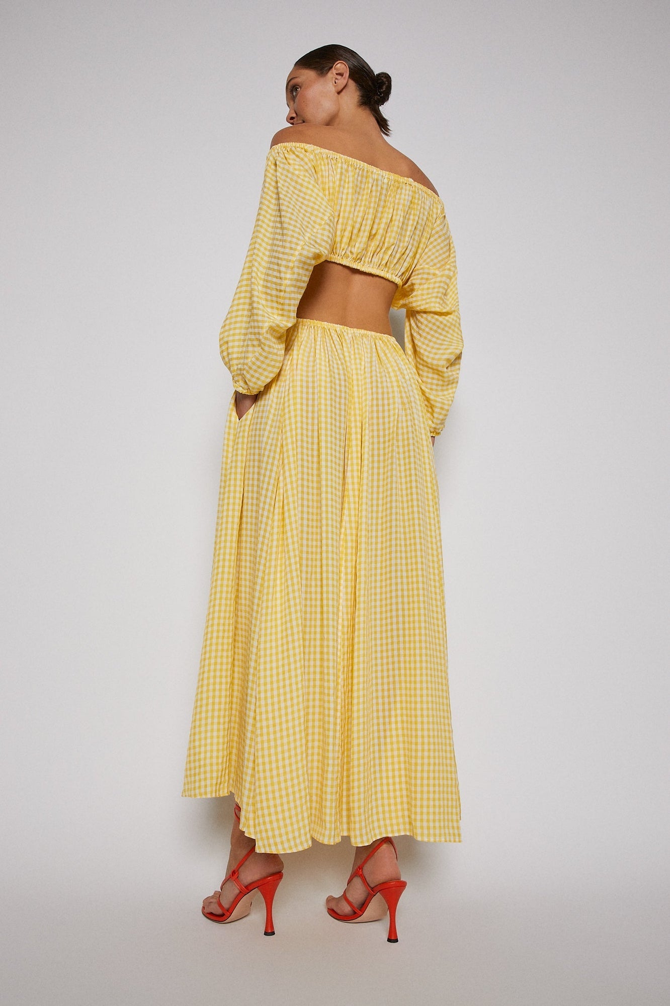 Gingham Cut Out Dress Lemon LEMON - Scanlan Theodore US