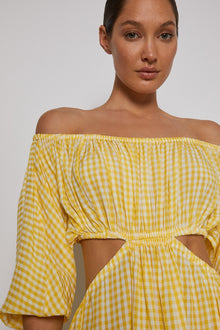 Gingham Cut Out Dress Lemon LEMON - Scanlan Theodore US