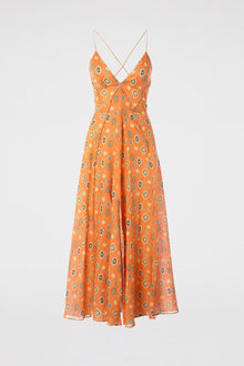 Linen Foulard Strappy Dress Tangerine TANGERINE - Scanlan Theodore US