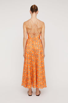 Linen Foulard Strappy Dress Tangerine TANGERINE - Scanlan Theodore US