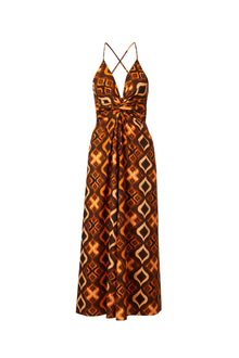 Tile Print Cotton Dress Caramel CARAMEL - Scanlan Theodore US