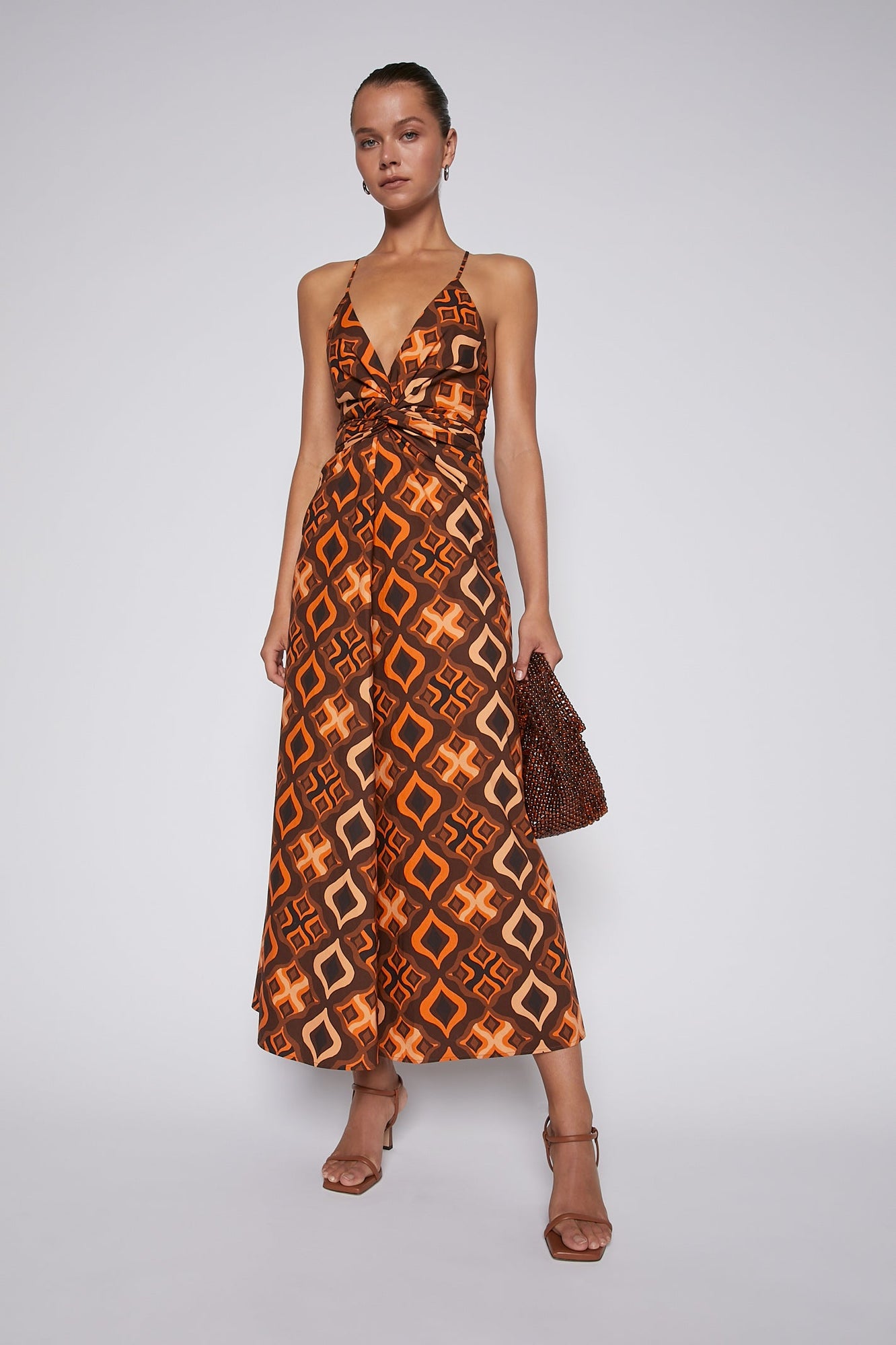 Tile Print Cotton Dress Caramel CARAMEL - Scanlan Theodore US