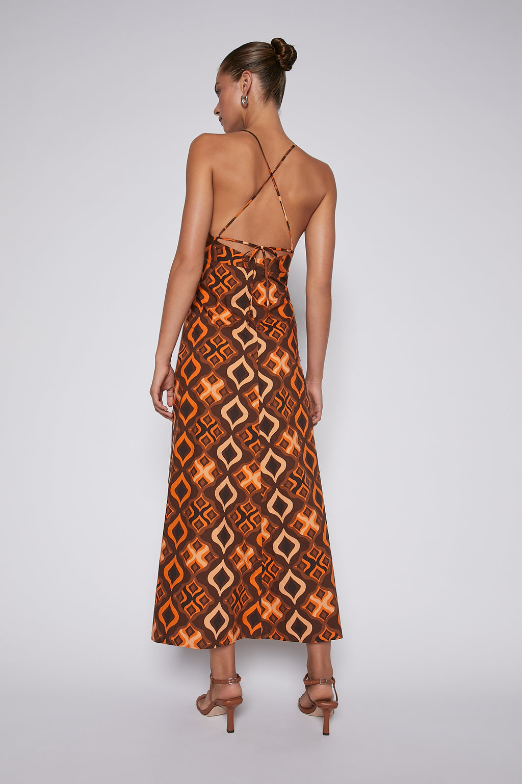 Tile Print Cotton Dress Caramel CARAMEL - Scanlan Theodore US