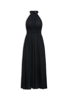 Italian Linen G Neck Dress | Black