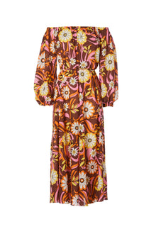 Cotton Floral Print Dress | Tangerine