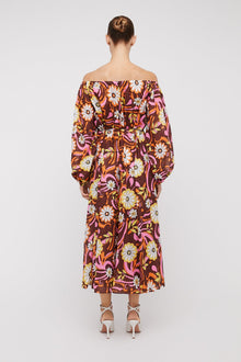 Cotton Floral Print Dress Tangerine TANGERINE - Scanlan Theodore US