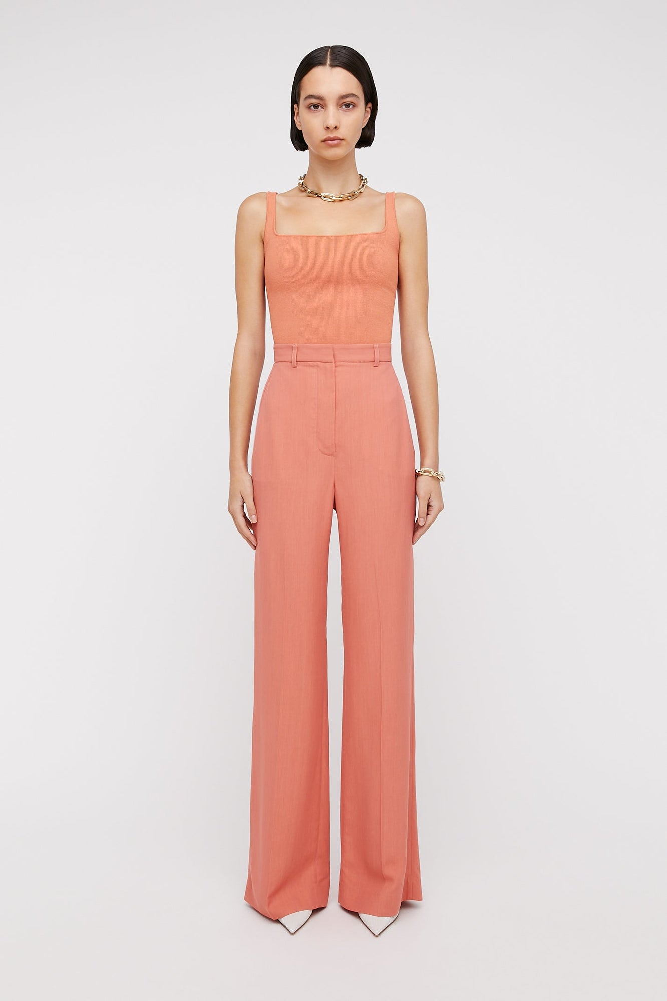 Crepe Knit Square Camisole Coral CORAL - Scanlan Theodore US