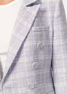 Bruna Tweed Blazer | White/Delphinium