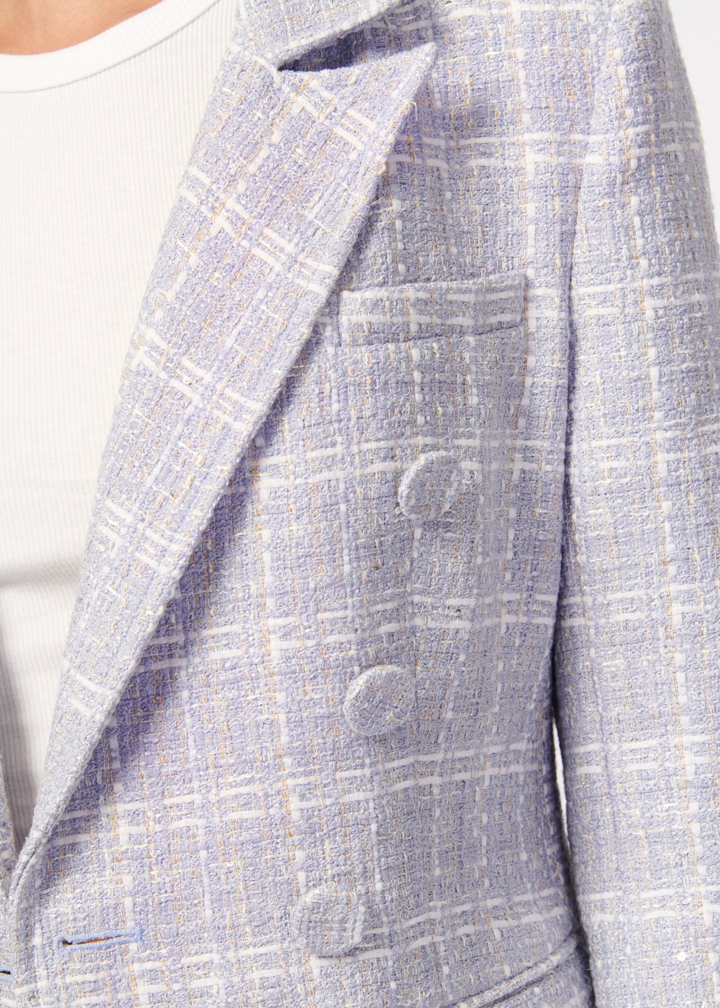 Bruna Tweed Blazer | White/Delphinium