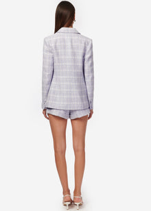 Bruna Tweed Blazer | White/Delphinium