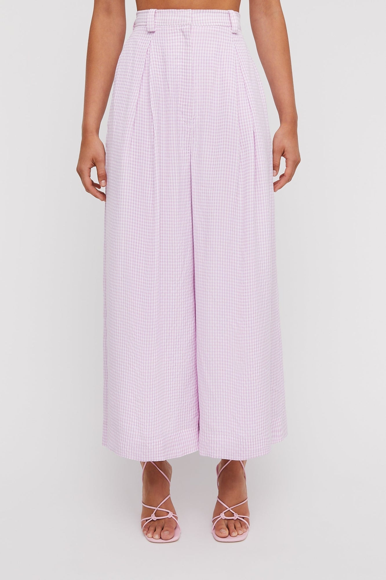 Gingham Cropped Trouser Mauve MAUVE - Scanlan Theodore US