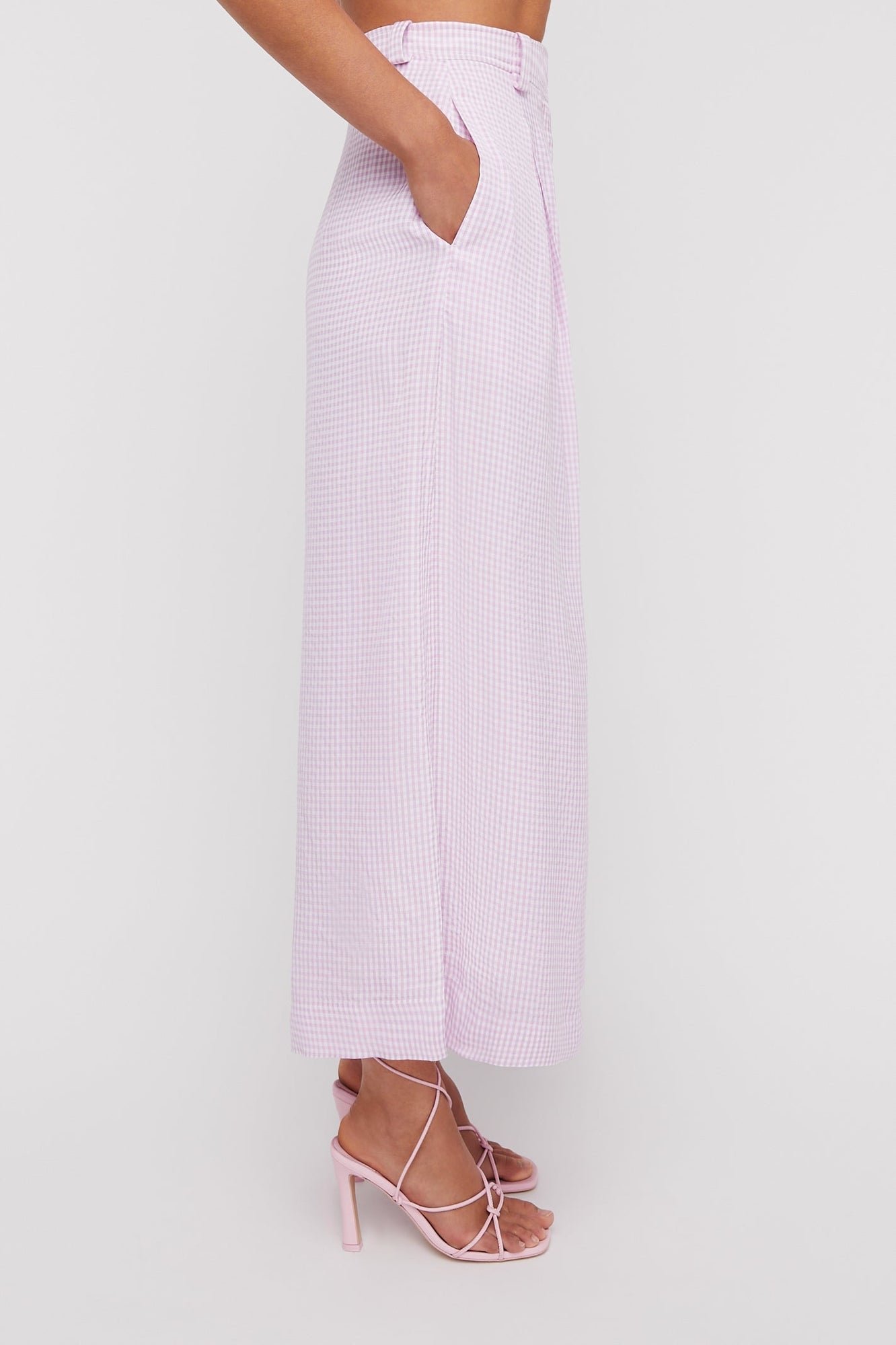 Gingham Cropped Trouser Mauve MAUVE - Scanlan Theodore US