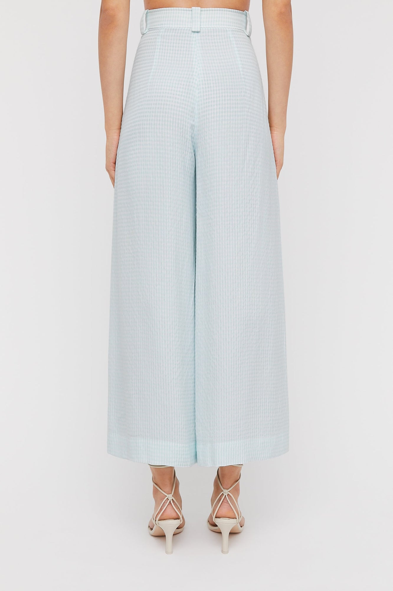 Gingham Cropped Trouser Turquoise TURQUOISE - Scanlan Theodore US