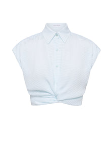 Gingham Tie Front Shirt | Turquoise