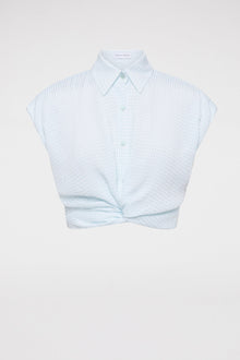 Gingham Tie Front Shirt Turquoise TURQUOISE - Scanlan Theodore US