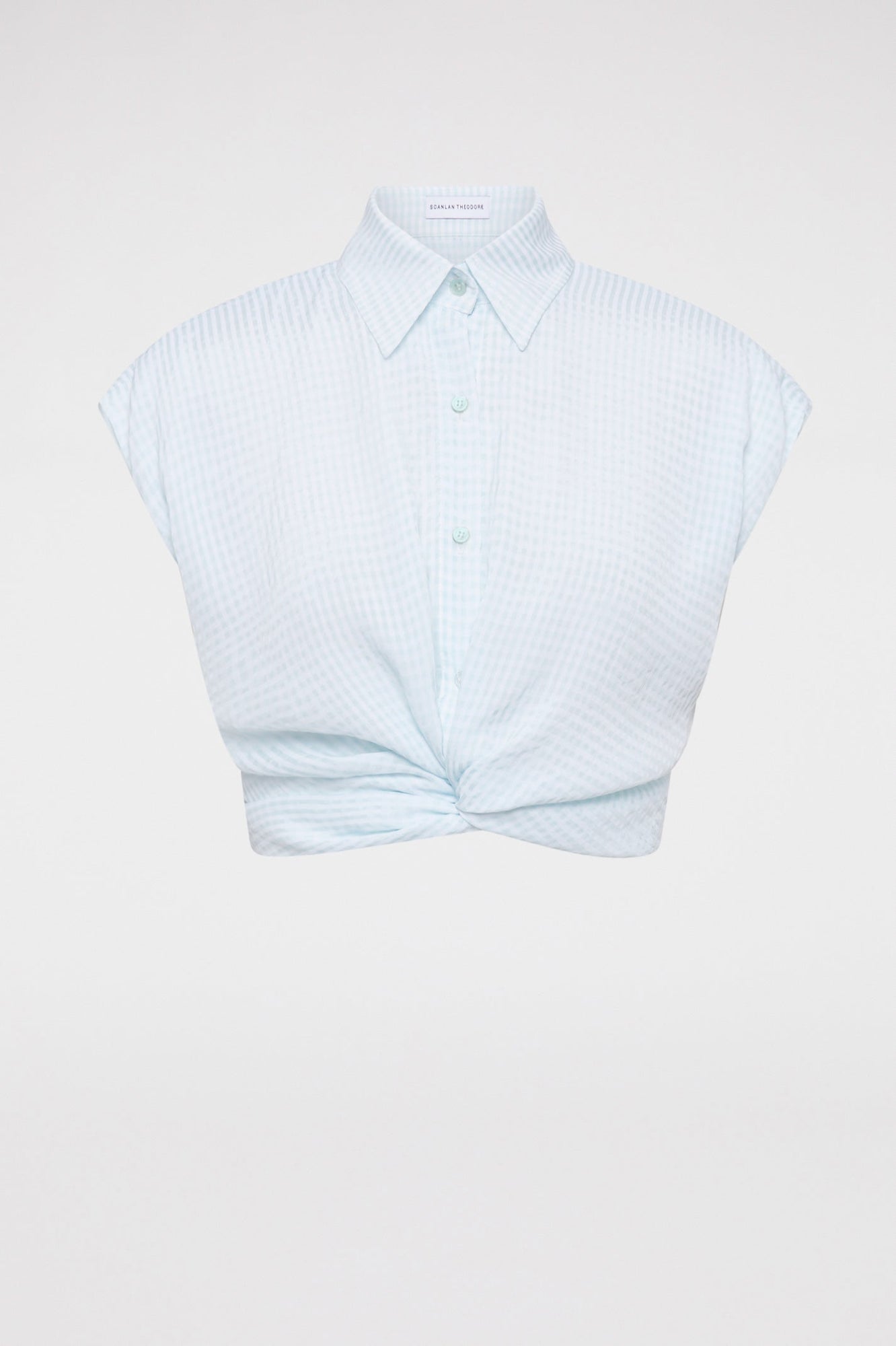 Gingham Tie Front Shirt Turquoise TURQUOISE - Scanlan Theodore US