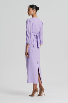 Italian Linen Tie Dress | Mauve