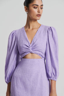 Italian Linen Tie Dress | Mauve