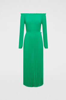 Pleated Rib C.shldr Dress 16 Emerald EMERALD - Scanlan Theodore US