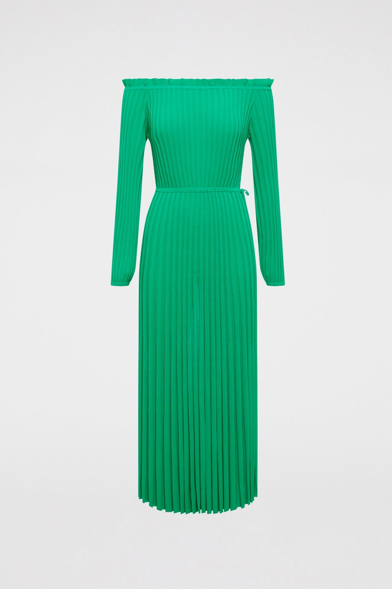 Pleated Rib C.shldr Dress 16 Emerald EMERALD - Scanlan Theodore US