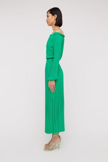 Pleated Rib C.shldr Dress 16 Emerald EMERALD - Scanlan Theodore US