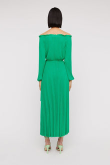 Pleated Rib C.shldr Dress 16 Emerald EMERALD - Scanlan Theodore US