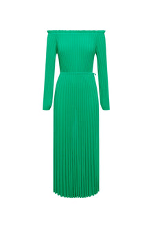 Pleated Rib C.shldr Dress 16 Emerald EMERALD - Scanlan Theodore US