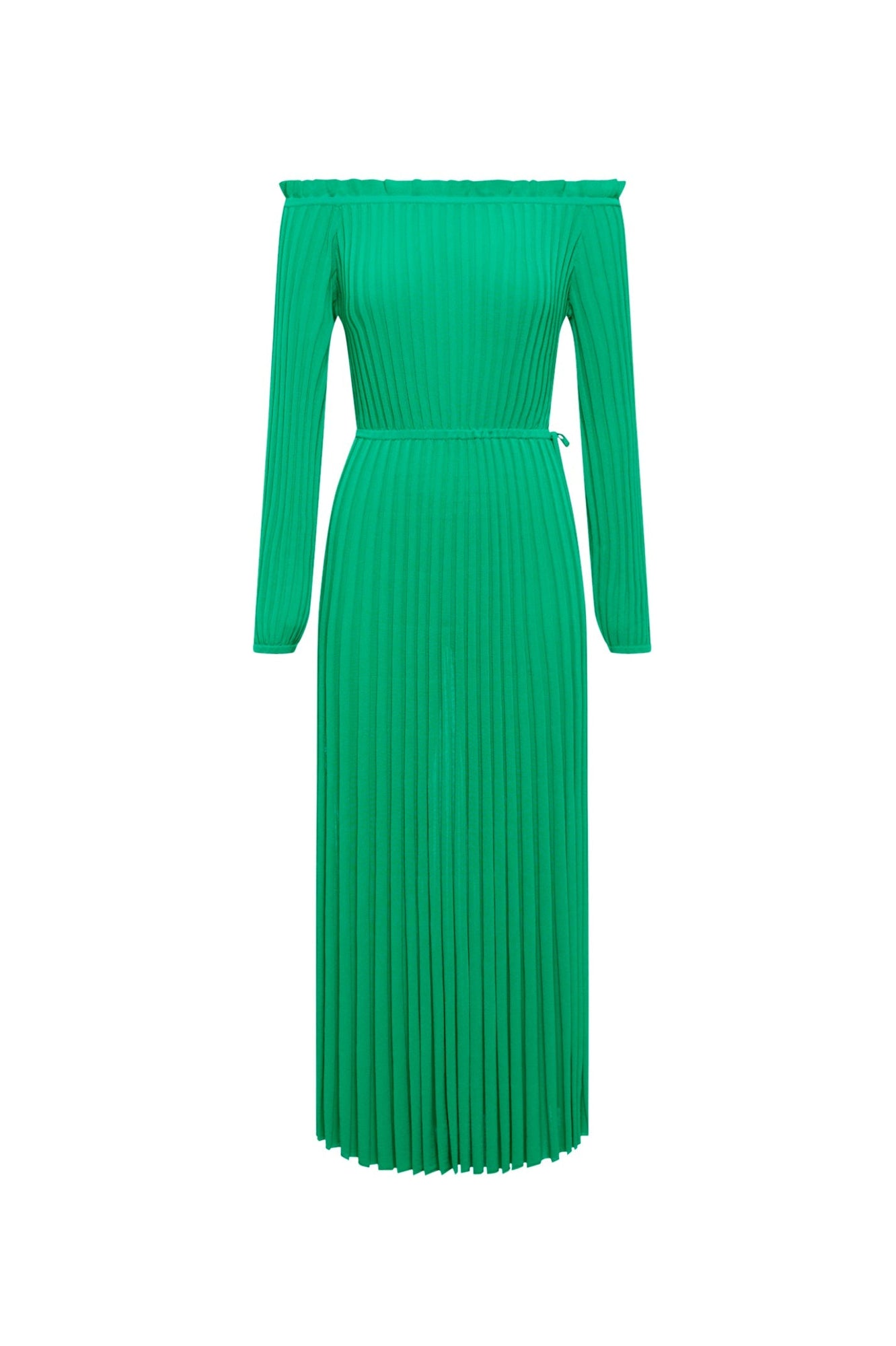 Pleated Rib C.shldr Dress 16 Emerald EMERALD - Scanlan Theodore US