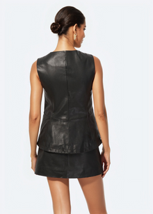 Yelan Genuine Leather Vest | Black