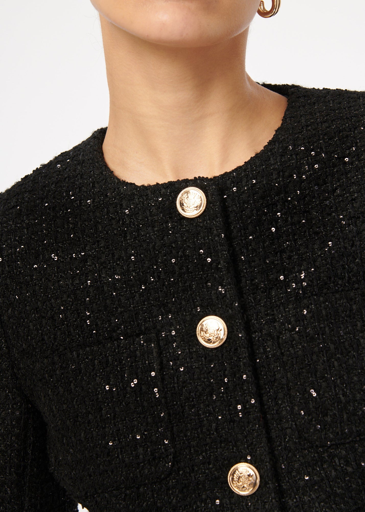 Wrenley Sequin Tweed Blazer | Black