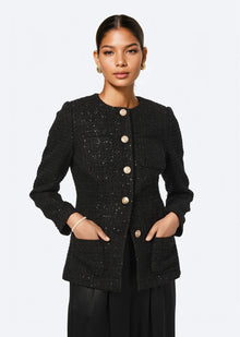 Wrenley Sequin Tweed Blazer | Black
