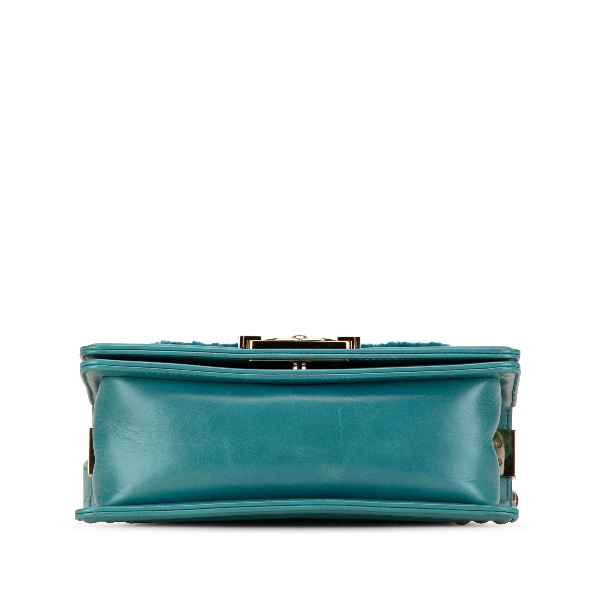 Chanel | Pre-Owned Small Shearling Boy Flap | Blue/Turquoise