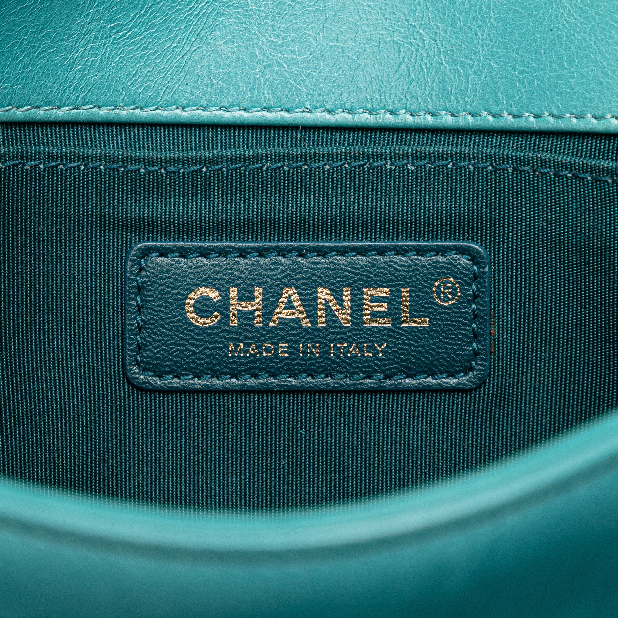 Chanel | Pre-Owned Small Shearling Boy Flap | Blue/Turquoise