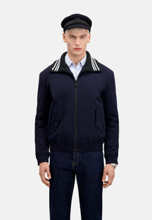 Black Jacket With Stand-Up Collar | Men | Royal Blue x Dark Navy