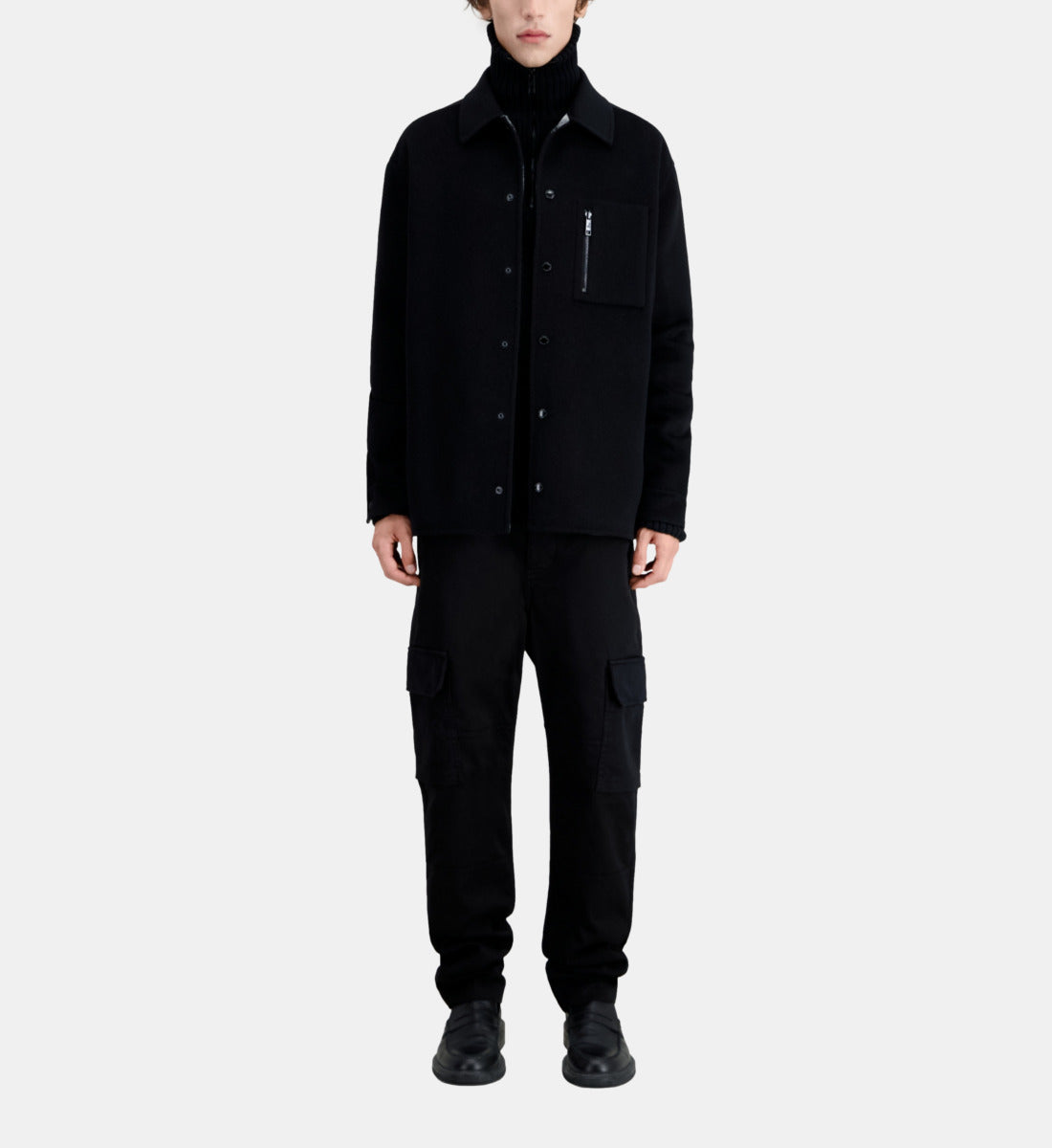 Wool-Blend Overshirt Jacket | Men | Black