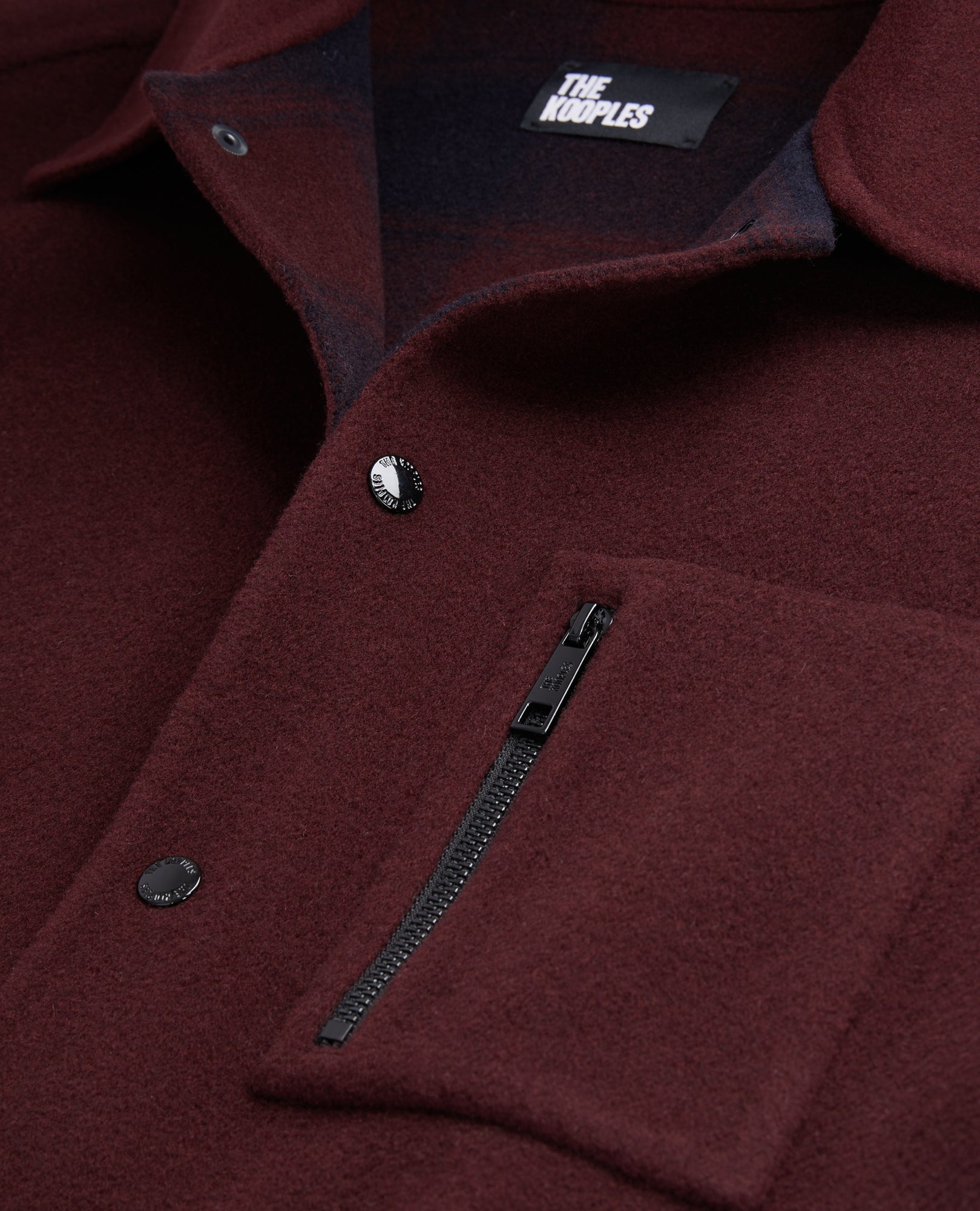 Burgundy Wool-Blend Overshirt Jacket | Men | Bordeaux x Navy