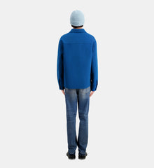 Wool Overshirt Style Jacket | Men | Medium Blue