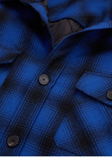 Checkered Wool-Blend Overshirt Jacket | Men | Blue Black