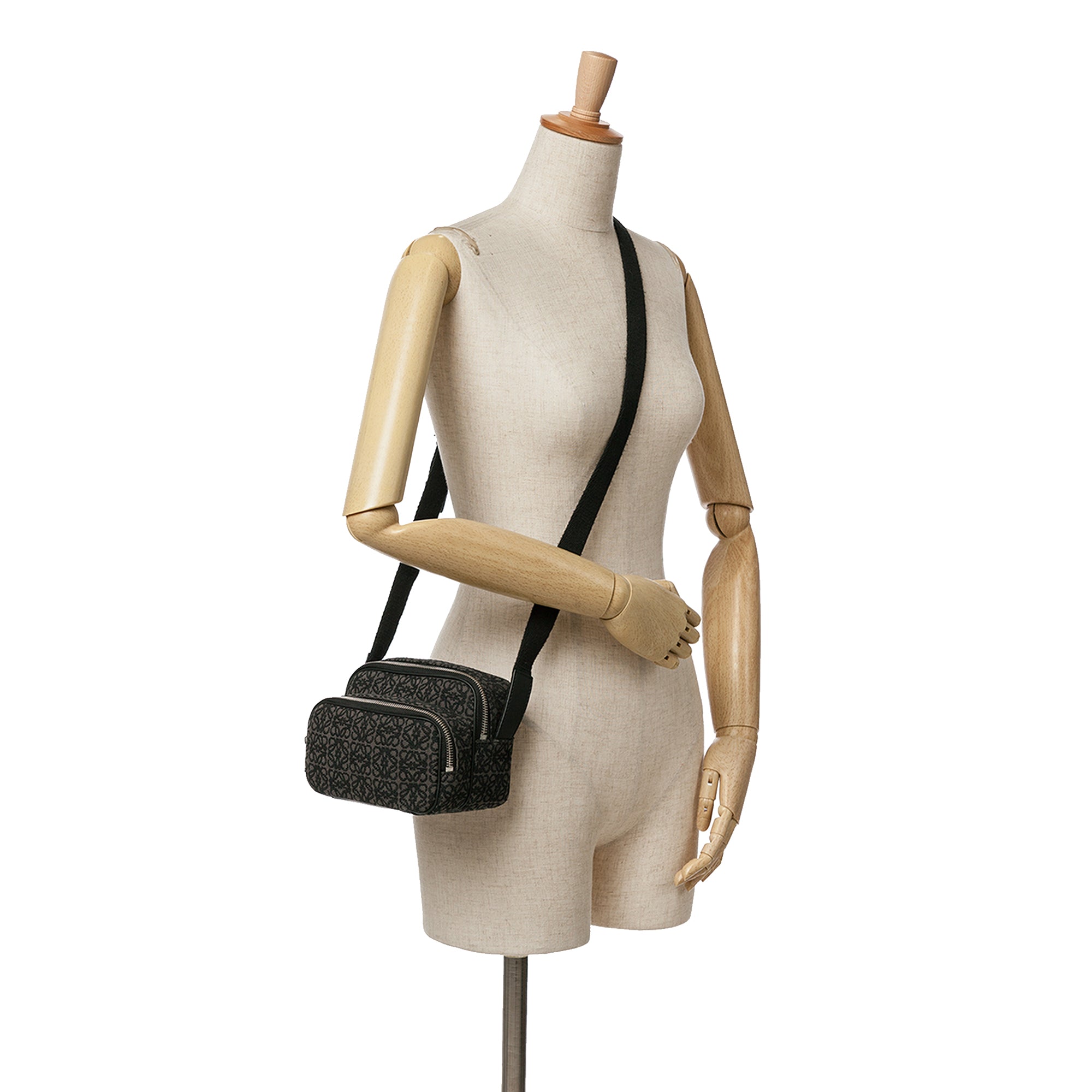 Loewe | Pre-Owned Mini Anagram Canvas Logo Camera Bag | Black