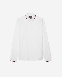 Cotton Twill Shirt With Grosgrain Detail | Men | White