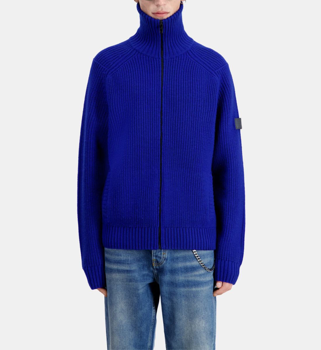 Cardigan With Zipper | Men | Electric Blue