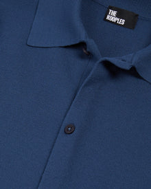 Blue Short-Sleeved Knitted Shirt | Men | Middle Navy