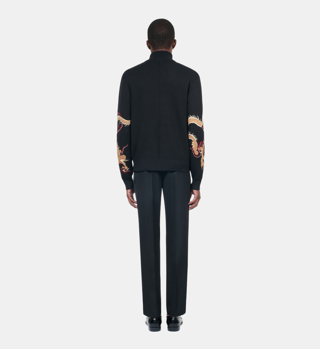 Wool-Blend Cardigan With Dragon Embroidery | Men | Black