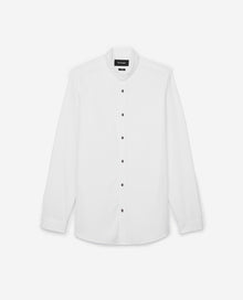 Cotton Faille Shirt With Officer Collar | Men | White